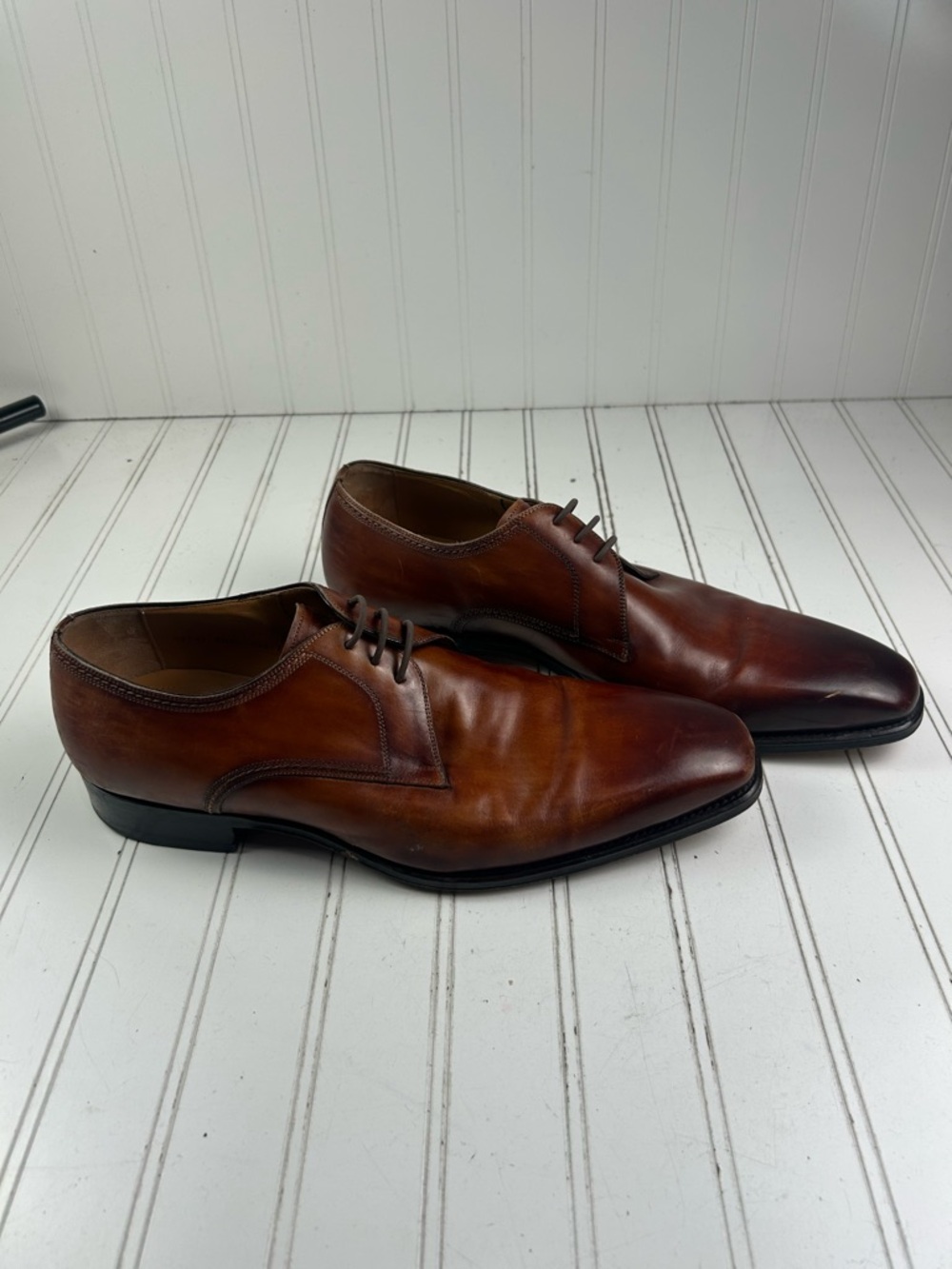 Magnanni Andros Brown Leather Lace-Up Derby Loafers Menโs Size 12 $625 - Picture 3 of 11